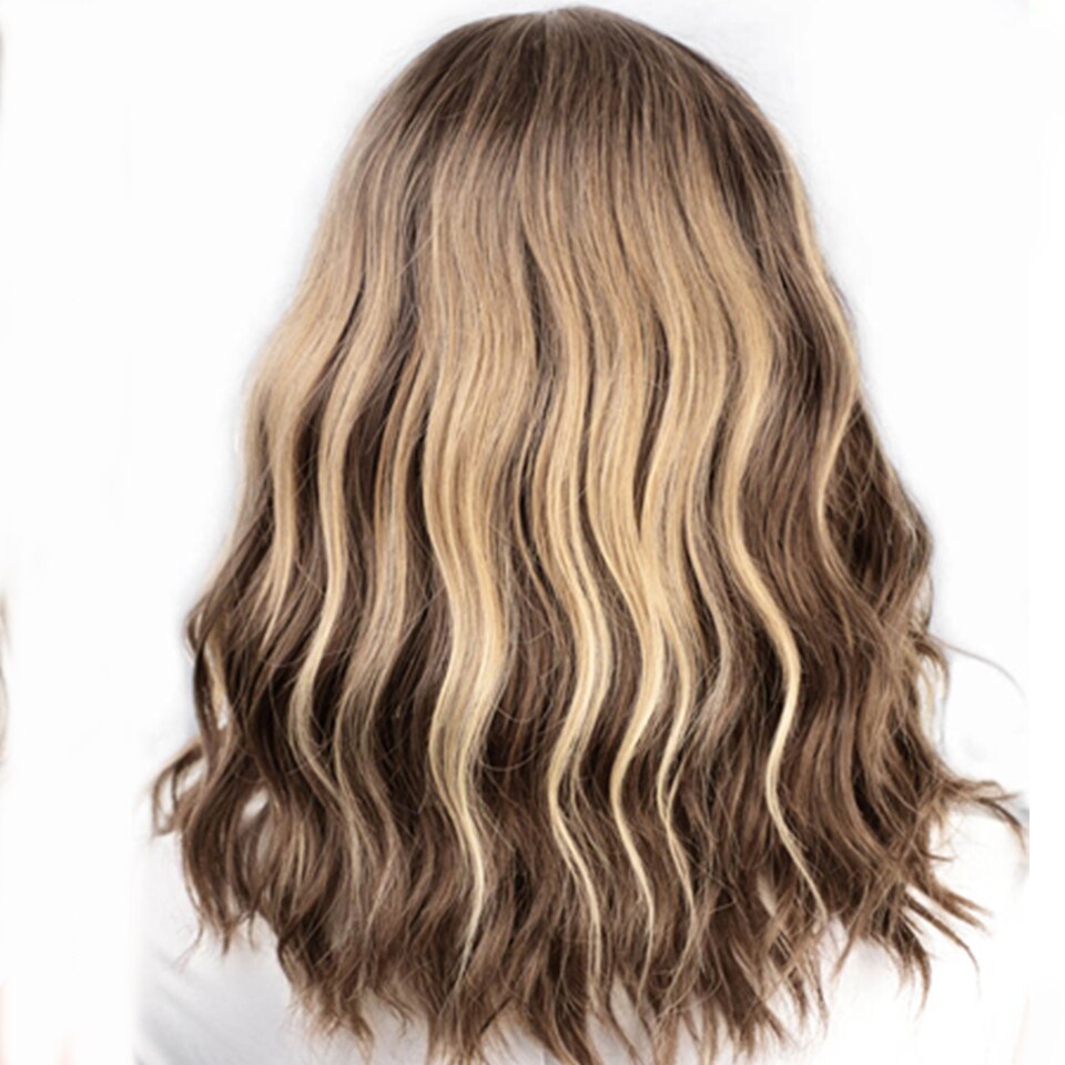 Stamped Glorious Bob Wig Black Synthetic Short Wavy Wig with Bangs Heat Resistant Fiber African American wigs for Women: 6904