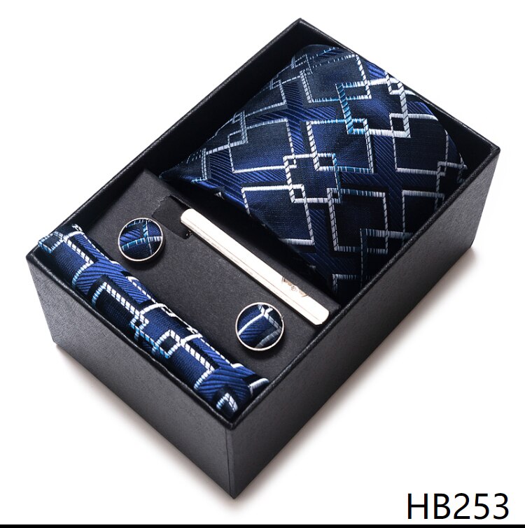 Boîte à cravate pour hommes, 65 couleurs, à la , boutons de manchette, accessoires de chemise bleu foncé or, pour le jour de l&#39;an