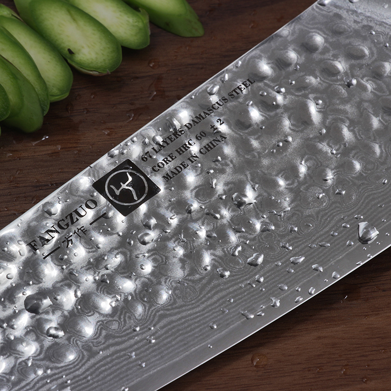 Fangzuo kokkekniv rustfrit stål sandeltræshåndtag  vg10 japansk 67- lags damaskus kokkekniv spaltekøkken
