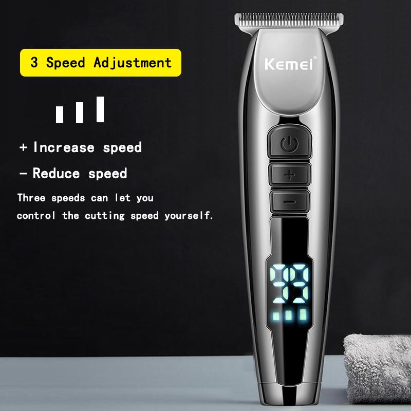 Kemei LCD Elektrische Haar Clipper Professionelle Rasierer Bart Barber 0mm Haar Schneiden Maschine USB Aufladbare 3-speed einstellung