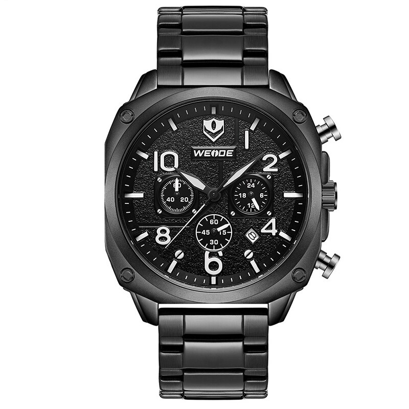 Reloj WEIDE, relojes de cuarzo para hombres, relojes de pulsera militares resistentes al agua deportiva, relojes de hombre, reloj Masculino: Black