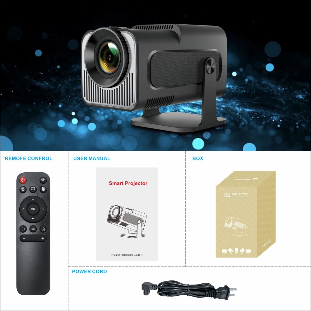 Mini Portable Projector Newly Native HY320 720P Android11 4K 300ANSI Projector Wifi6 BT5.0 Cinema Outdoor Rotable Projector