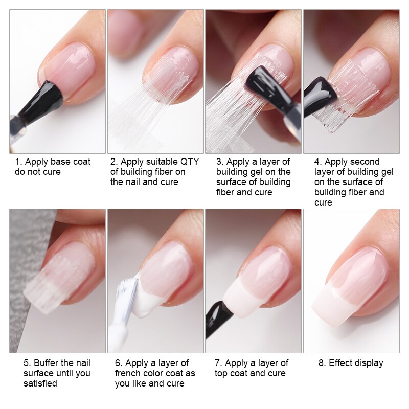 Nagel glasfiber röd gul grön blandade färger snabbförlängning nail art diy-verktyg akrylnaglar form