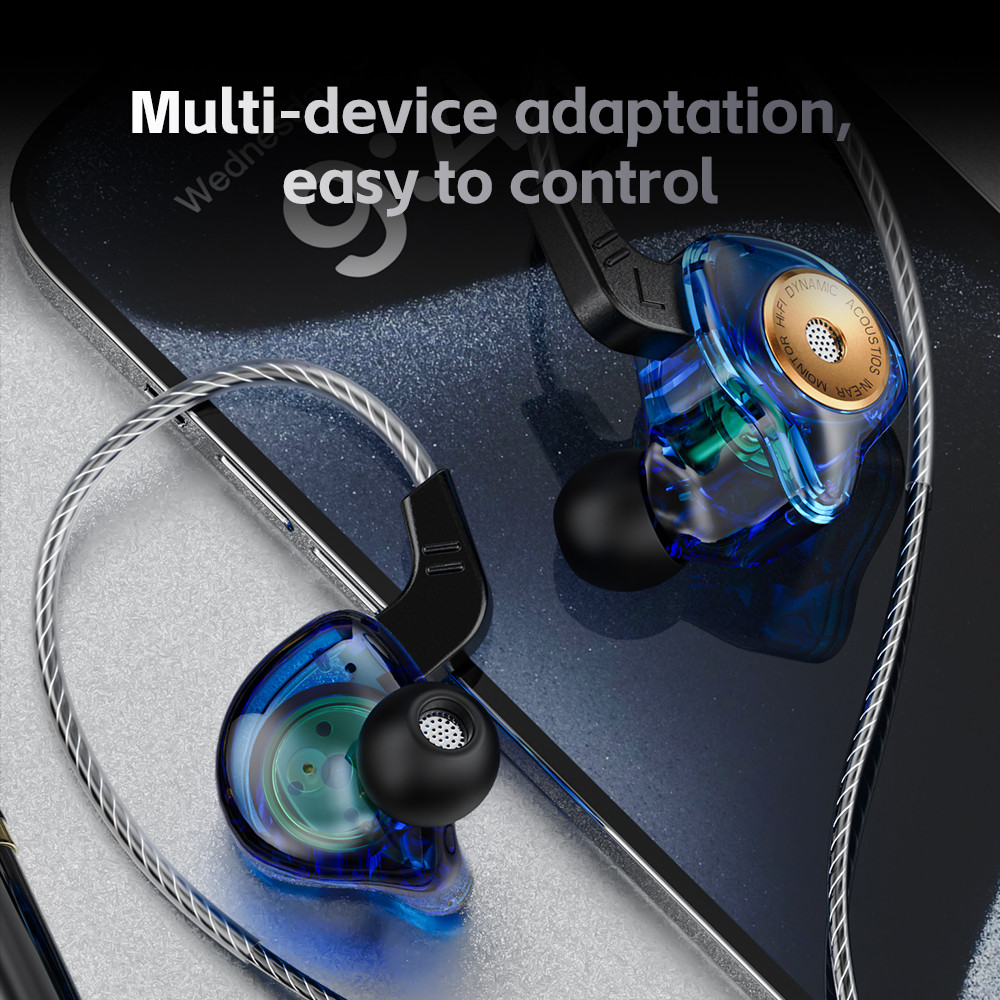Qkz  ak6- ultra in-ear dynamische oordopjes, mobiele telefoon monitor oordopjes, muziek bedrade bediening met microfoon