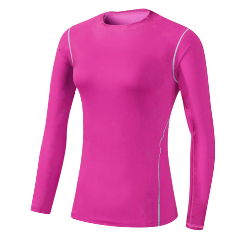 Camiseta deportiva de Fitness de capa Base de secado rápido para mujer, Top de manga larga para gimnasio, camiseta para correr para mujer, ropa de entrenamiento de tren, camisa de Yoga blanca: M / Rojo rosado