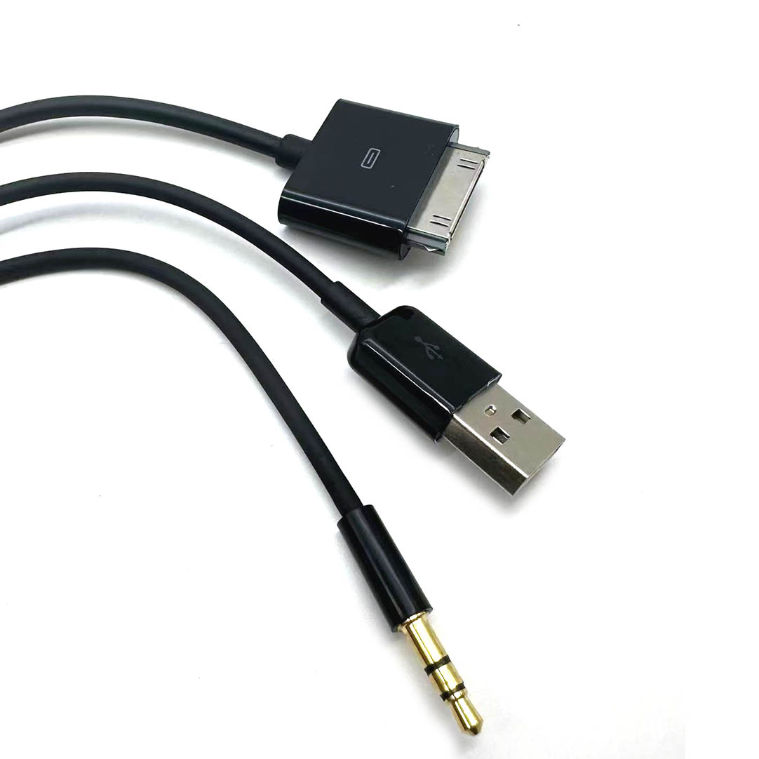 30Pin auf 3,5mm Auto AUX Audio USB Ladekabel 1,5m für iPhone 4/4S iPod Nano/Touch iPad 2/3