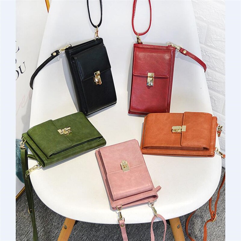 Women zipper Lock Shoulder Bag Crossbody Bags Messenger Phone Coin Bag Small Hasp Card Holder Wallet Lady Leather Purse