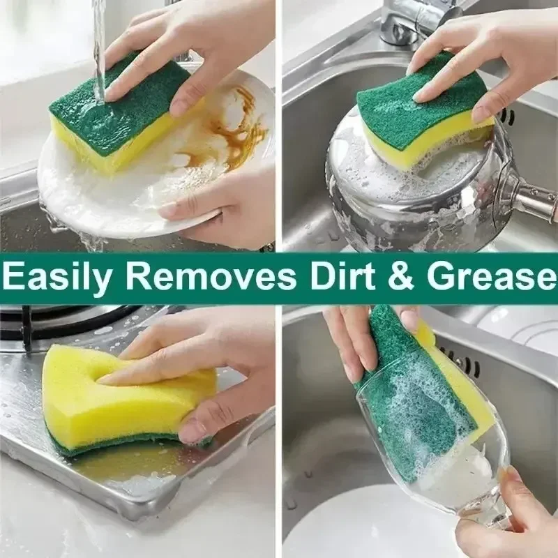 Esponja para lavar platos de cocina, suave, absorbente, limpieza, olla, estropajo de óxido, Kits de eliminación, cepillo de limpieza del hogar, esponja, 100/1 Uds.