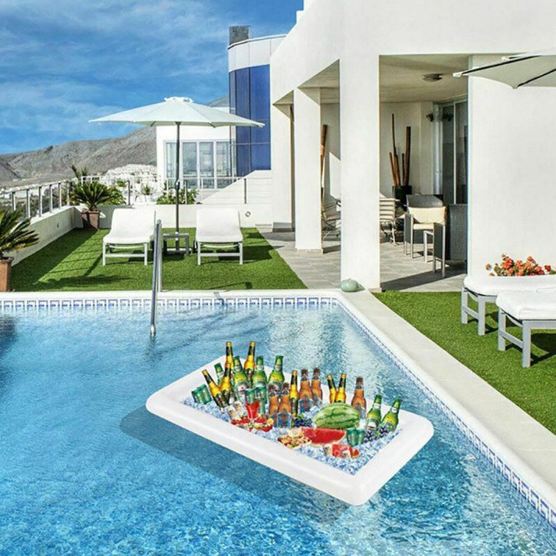Zwembad Float Opblaasbare Bier Tafel Matras Ijs Emmer Serveren Salade Bar Lade Voedsel Bekerhouder Voor Zomer Water Party Air