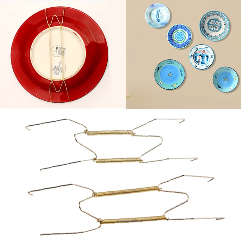 Gold Metal Wire Holder Hanging Plate Spring Wall Hanger Hook Home Decoration Kitchen Bar Parlour Durable Convenien Practical