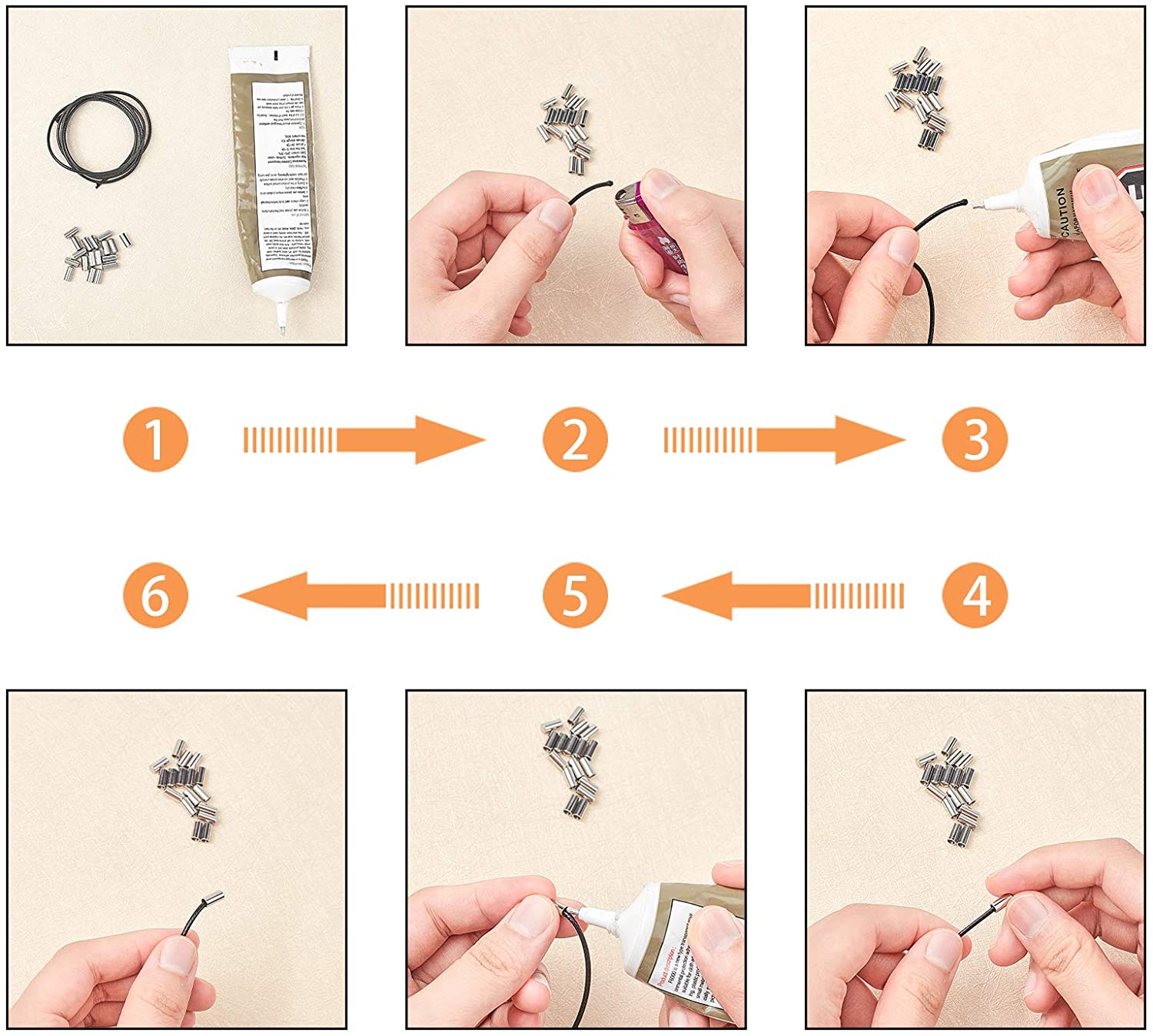 20 Pcs Stainless Steel Column End Caps Leather Cord Ends Leather Cord Terminators for DIY Bracelet Jewelry Crafts Making