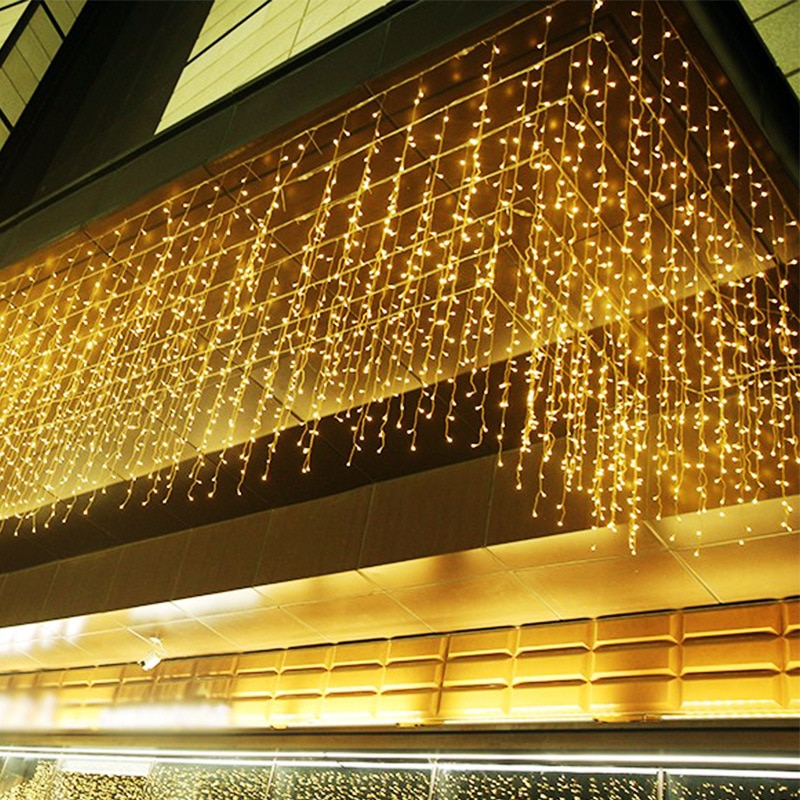Luci natalizie decorazione esterna 4m 8m 16m 20m Droop 0.6m Led tenda ghiacciolo luci stringa capodanno 2021 ghirlanda fata luci