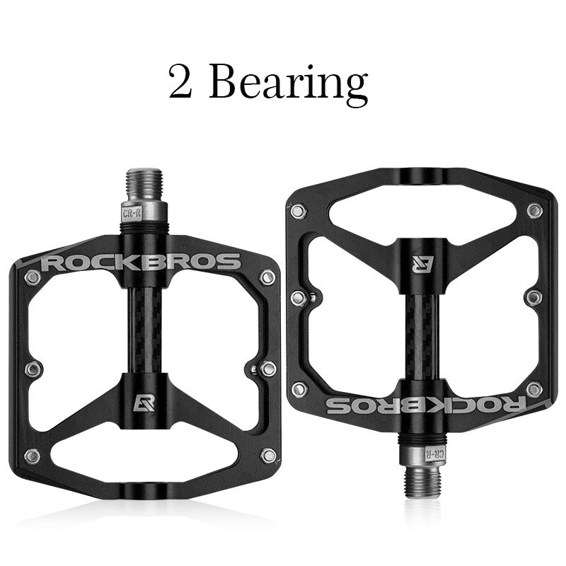 ROCKBROS Bearings Bicycle Pedal Anti-slip Ultralight MTB Mountain Bike Pedal Sealed Aluminium Alloy Bicicleta Bike Pedals: Black 2