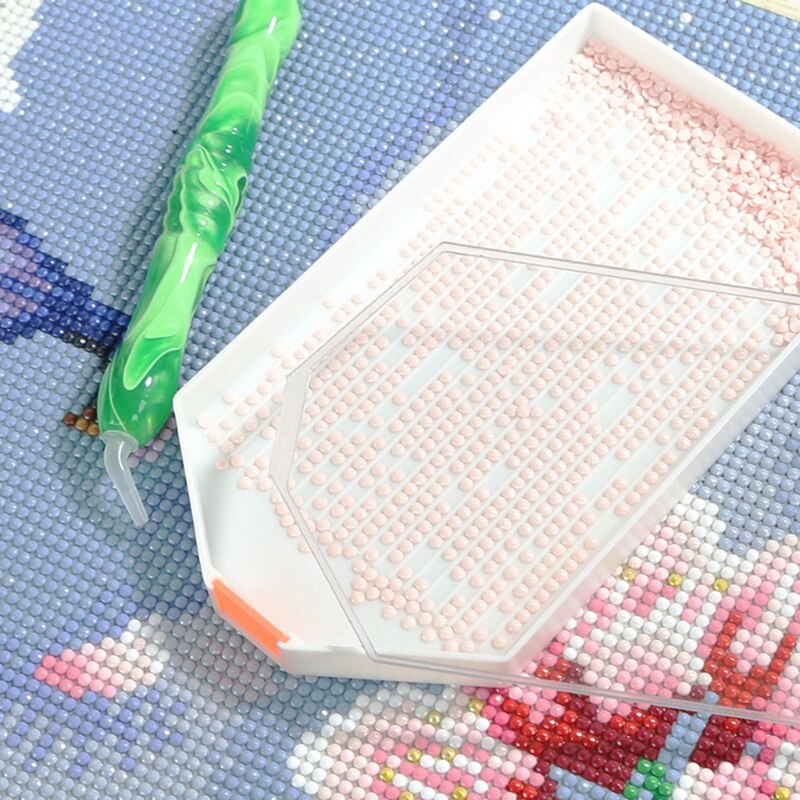 Kunststoff Perle Sortierung Tablett mit Deckel Reinigung Pinsel Diamant Strass Malerei Bohrer Platte Kreuz Stich Nagel Kunst Punktierung Werkzeug für