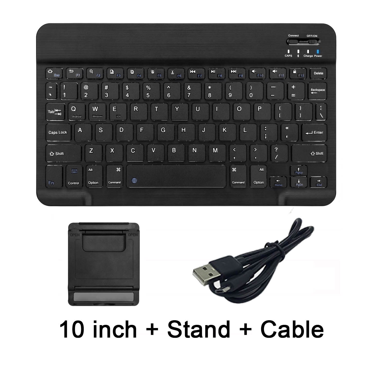 Ultra Slim Multimedia Aluminum Wireless Bluetooth Keyboard For IOS Android Tablet PC Windows For IPad Min Bluetooth Keyboard: 10 Black with stand