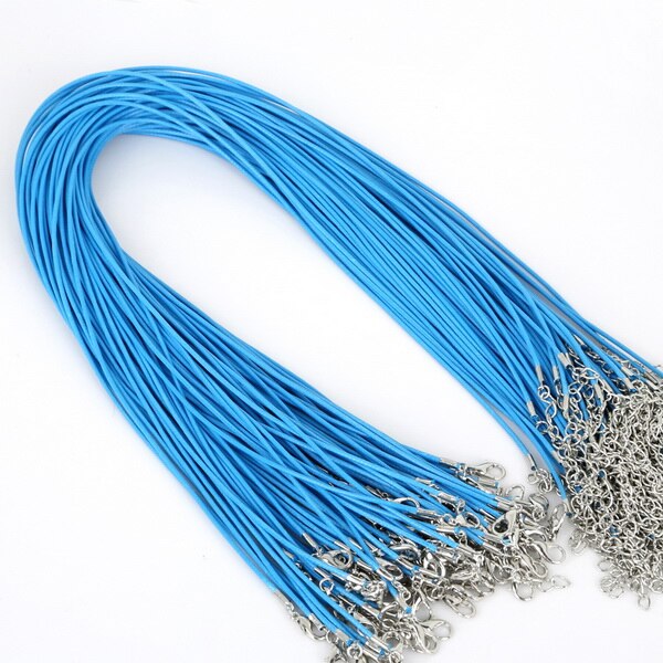 10 stücke Montage 1,5mm Leder String Schnur 45 + 5cm Ketten Karabinerverschluss Einstellbar Armband Charms Anhänger Für DIY Schmuck Erkenntnisse: Light Blue