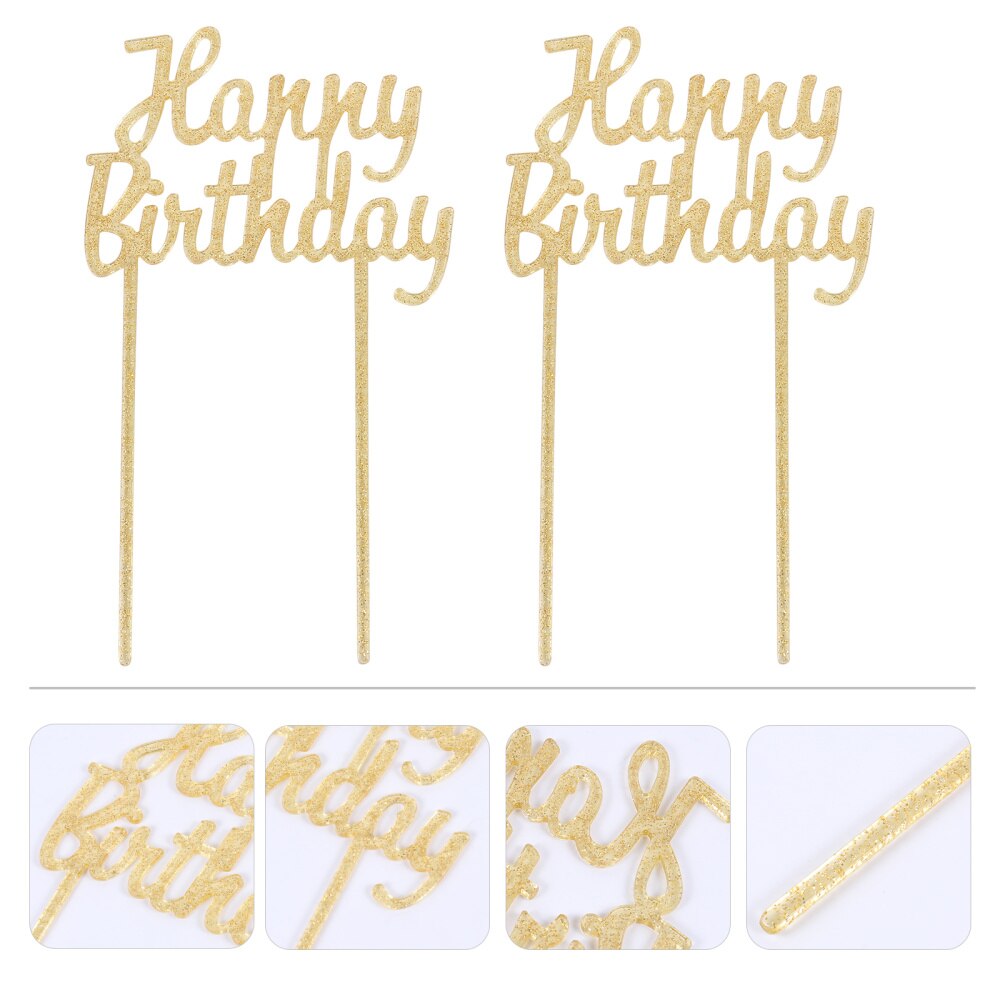 2pcs Acrylic Birthday Cake Topper Cake Decorations