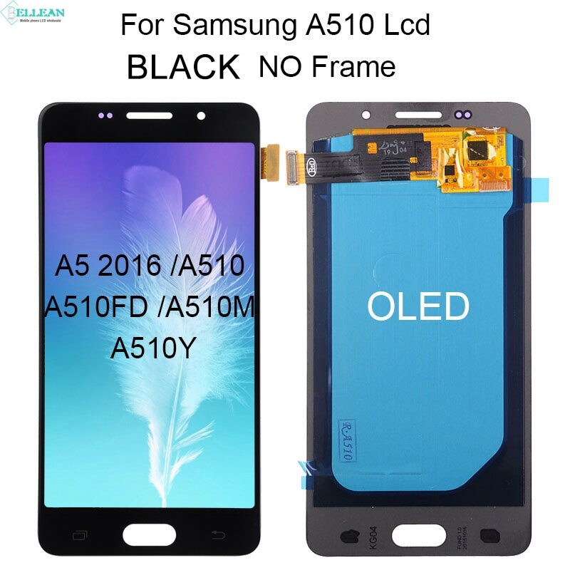 Catteny Rabatt 5,2 zoll Für Samsung Galaxy A5 Lcd Bildschirm A510 Display Mit Touch Digitizer Montage A510F Lcd Mit rahmen: OLED Black