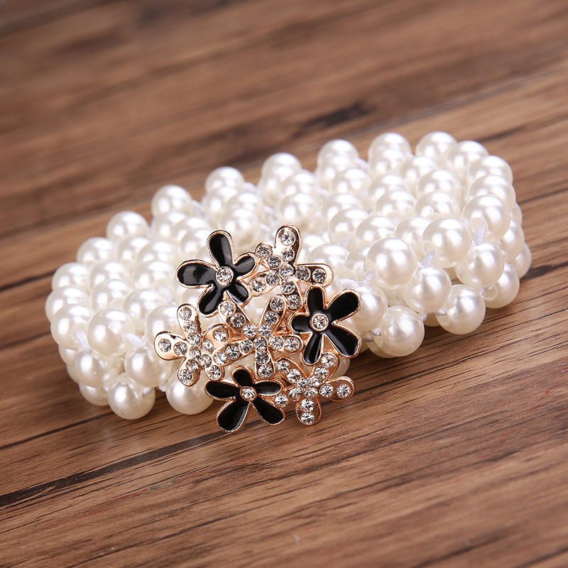 Cinturones molanes de diamantes de imitación para mujer, cinturón de perlas, cinturón de cintura con hebilla elástica, cinturón de cadena de perlas, correa de vestido para niña y mujer, boda