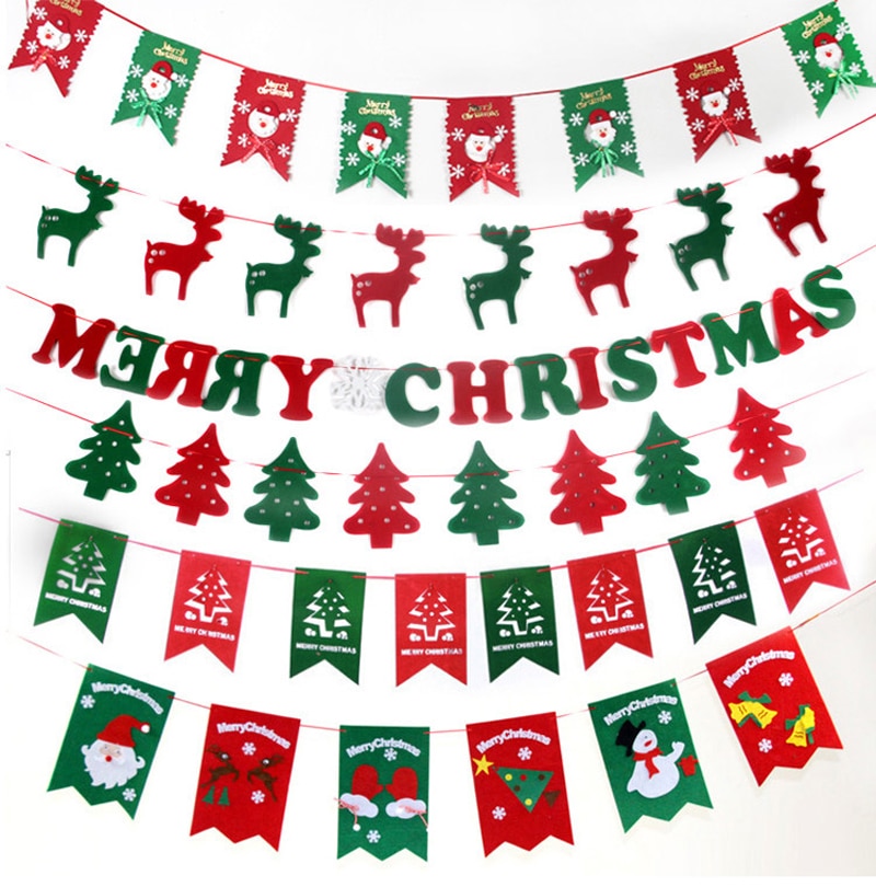 1 Set Christmas Season Hanging Flags Christmas Banners Ornament Decoration Festival Event Party Home Yard Decoration Supplies