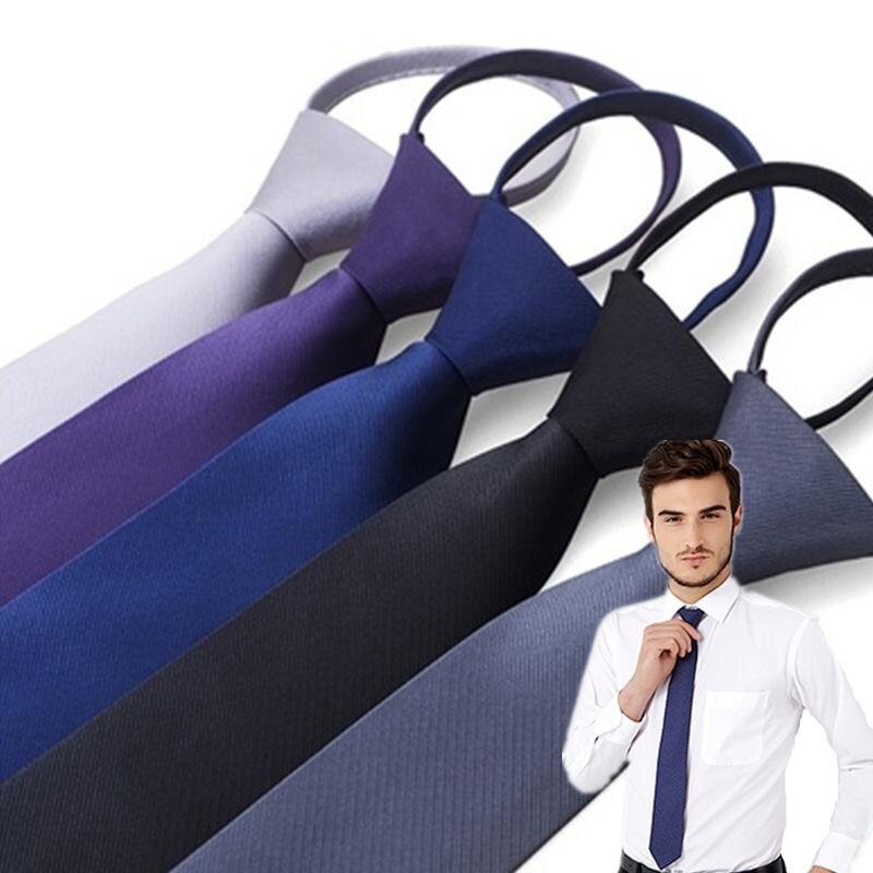 Men's Luxury Noble Necktie For Wedding Party Business Formal Suits Convenient Pre-tied Zipper Ties Narrow Necktie