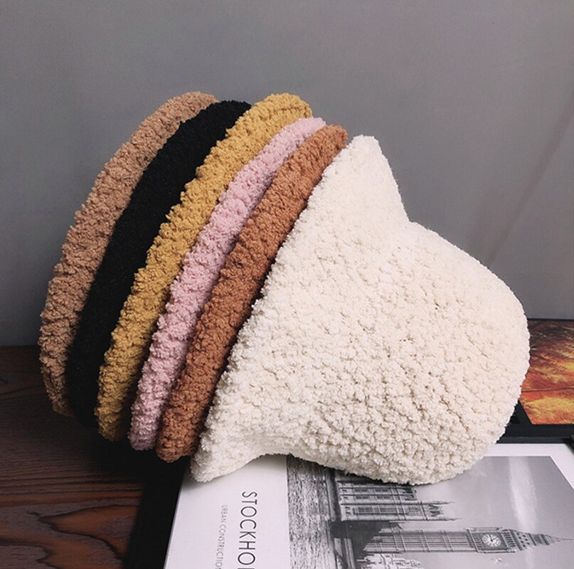 Winter Warm Knitted Hats Ladies Korean Color Matching Wool Fisherman Hats Bucket Hat Women Hat