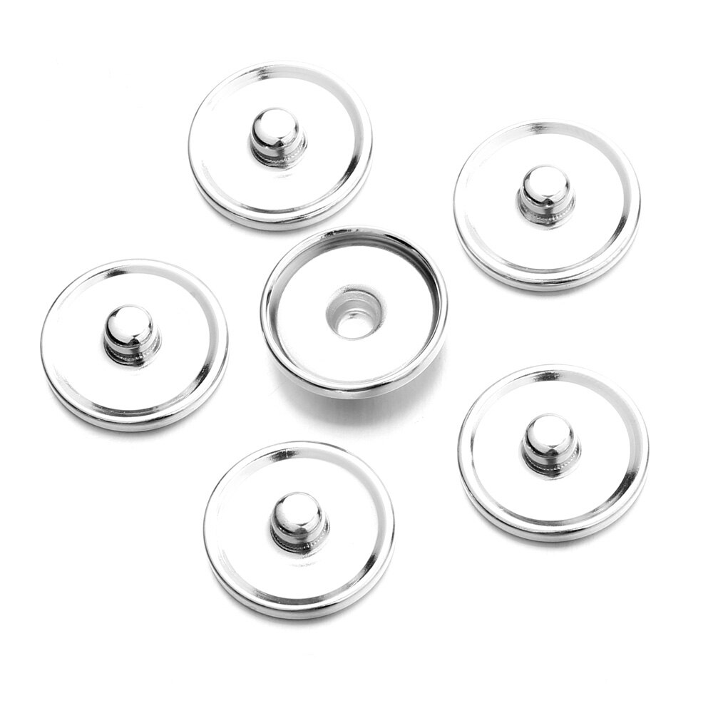 Peças de acessórios de joias 50 pçs/lote, pressão de joias encobertura de componentes 12mm & 16mm & 18mm metal botões para fazer acessórios de botão de pressão de vidro