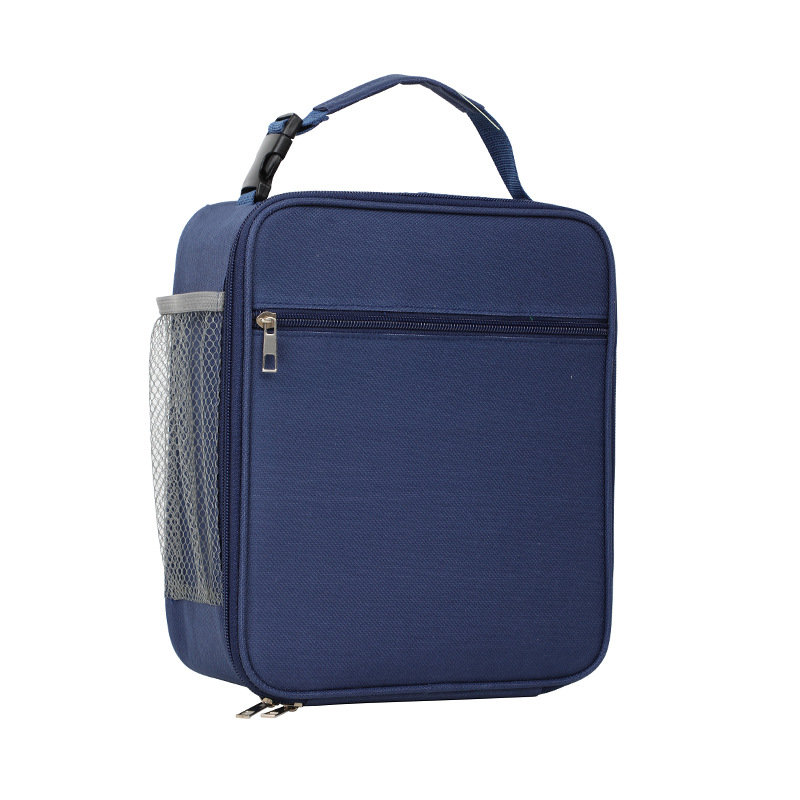 Lunch Box Storage Tote Mesh Side Pouch Portable Lunch Bag Heat Insulation Children's School Bento Bags Square Chilled Ice Bags: Beige