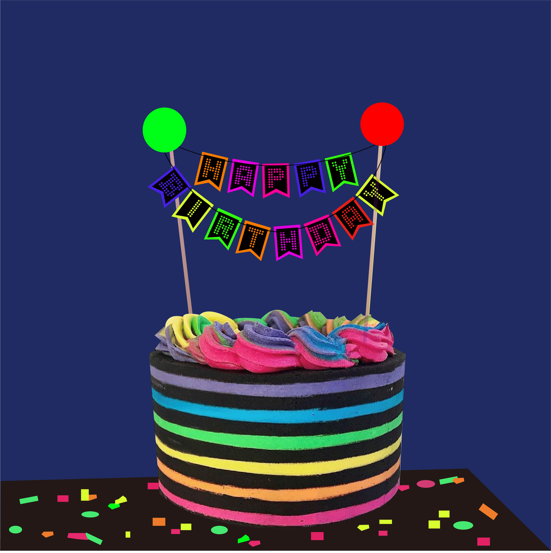Brilho neon fontes de festa de aniversário decoração bolo bola de néon colar óculos uma lâmpada uv que pode ser brilhar no escuro decoração de festa