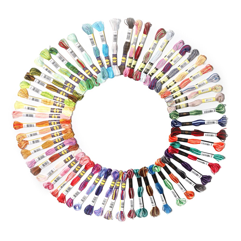 Brillo colores jaspeados 6 hilos 8m doble mercerizado 100% de algodón egipcio hilo hebra bordada Cruz hecho a mano