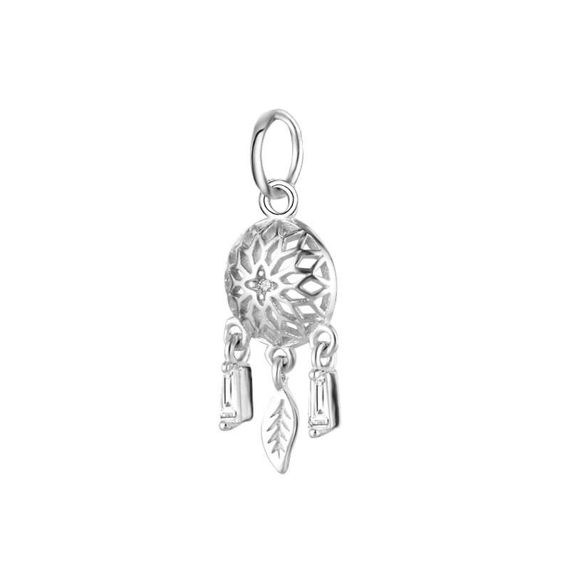 Trustdavis 925 echte sterling silber süßer traumfänger zirkonia charm anhänger handgefertigt diy accessoires  dz54: Silber