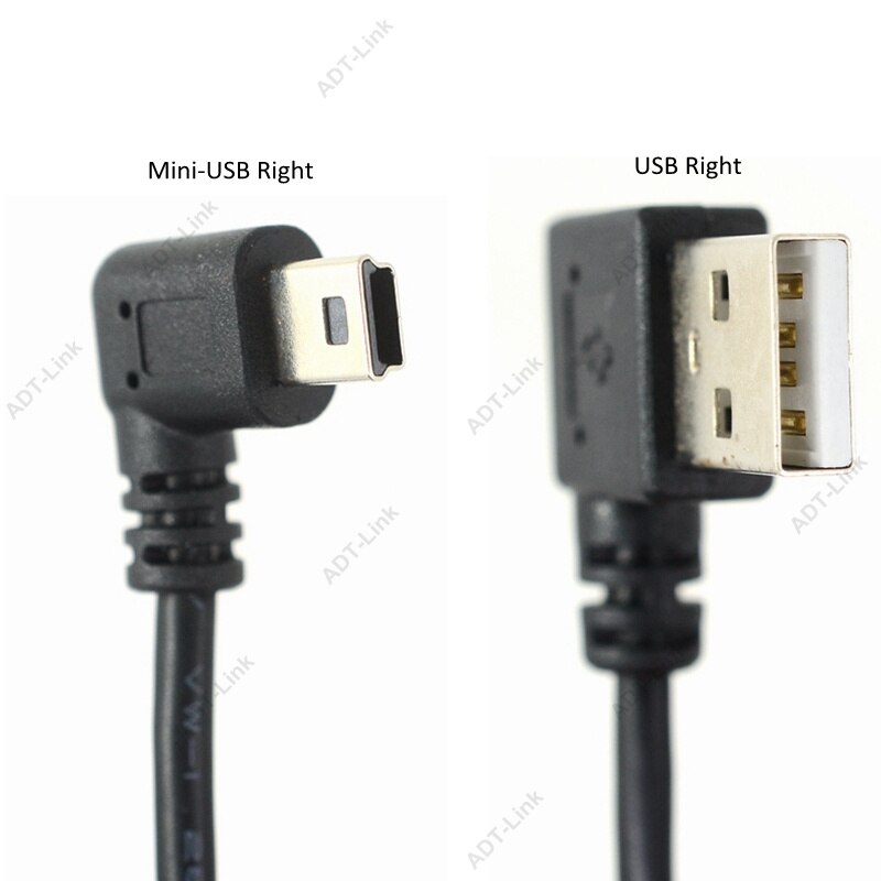 mini kabel robić transmisji danych USB 10 cali 90 stopni USB kątowy niklowany krótki USB 2.0-A-mężczyzna-4Szpilka robić kąta prostego mini-B-5Szpilka 25cm