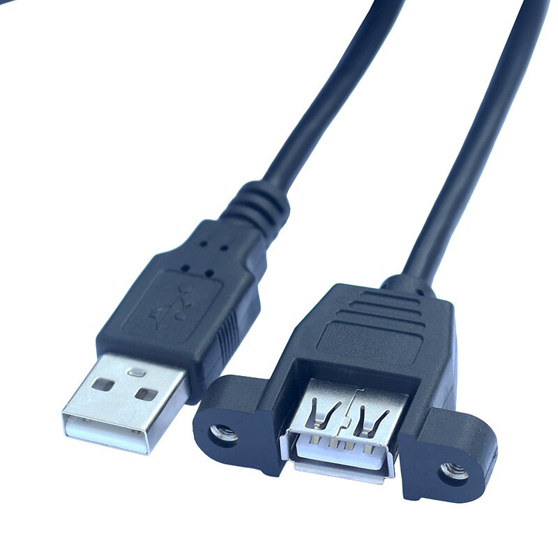 1M USB extension cable male to female data sync power charge cable with screw lock panel mount screws