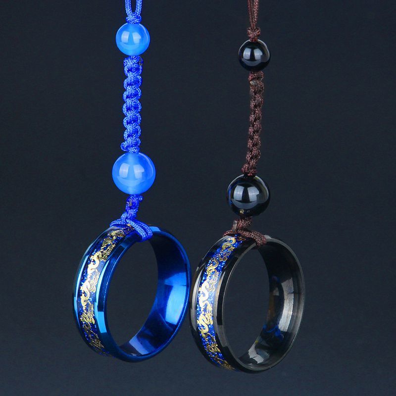 Telefoon Lanyard Korte Telefoon Keten Mannen Vrouwen Fall-Slip Hanger Hanger Chinese Stijl Titanium Staal Lichtgevende Draak Ring