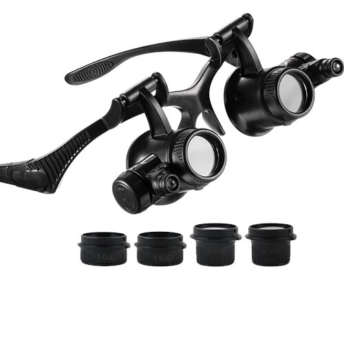Headband LED Light Glasses Magnifier 2.5X 4X 6X 8X 10X 15X Dual Eye Loupe Lens for Watchmaker Jewelry Optical Lens Glass Magnifi: B