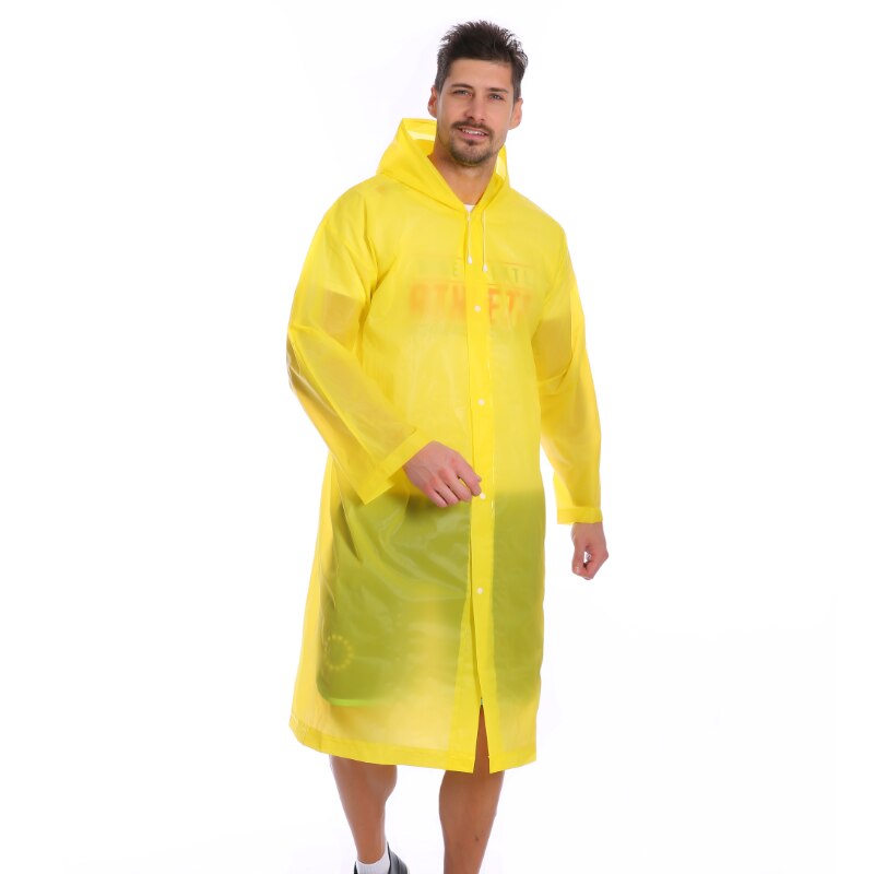 Unisex vandtæt jakke klar regnfrakke regnfrakke hætteklædte poncho regntøj mænd: Gul