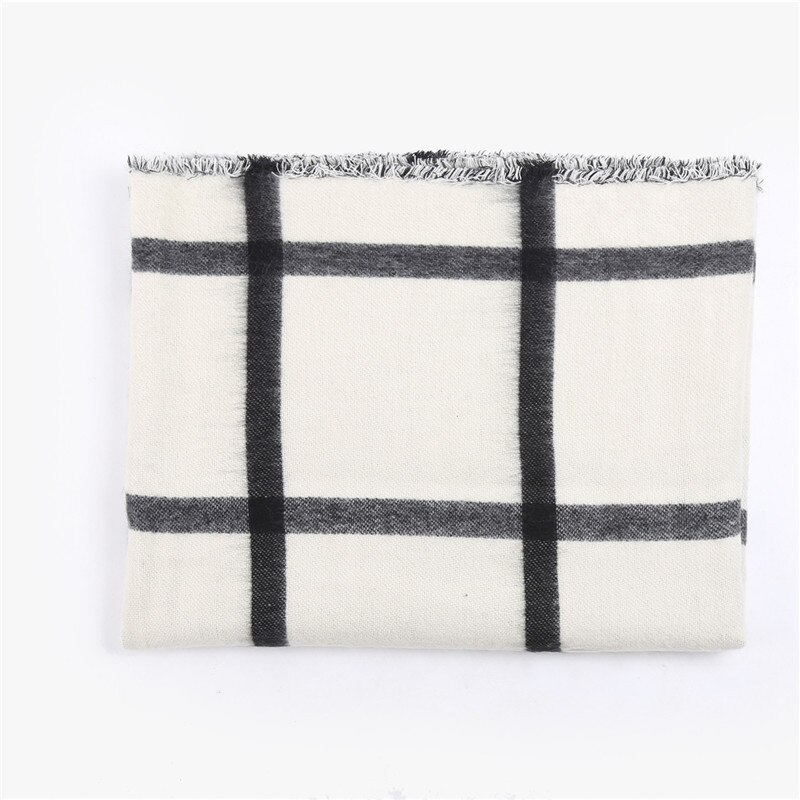 black white tartan plaid cashmere scarves women winter thick warm blanket scarf lady brand shawl wraps super large
