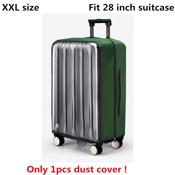 Pvc gennemsigtigt bagagerumscover til bagage elastisk vandtæt trolley kuffert regntasker rejse kuffert tilbehør 18-30 tommer trolley: Grøn-xxl