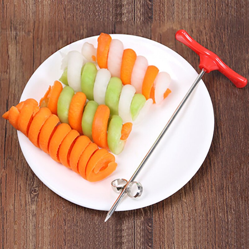 1 Uds cortador de frutas vegetales Scroll Manual de acero inoxidable rodante espiral zanahoria torsión cuchillo Screwer accesorios de cocina Gadget