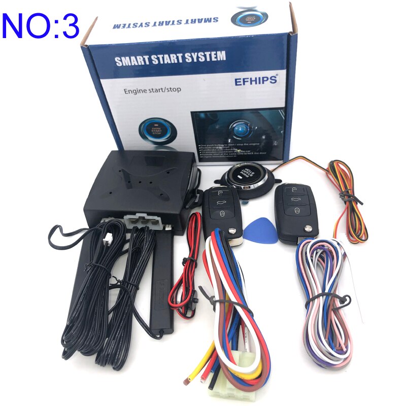 Universal auto start stop keyless entry system engine start alarm system push one-button start system remote car accessories: NO.3