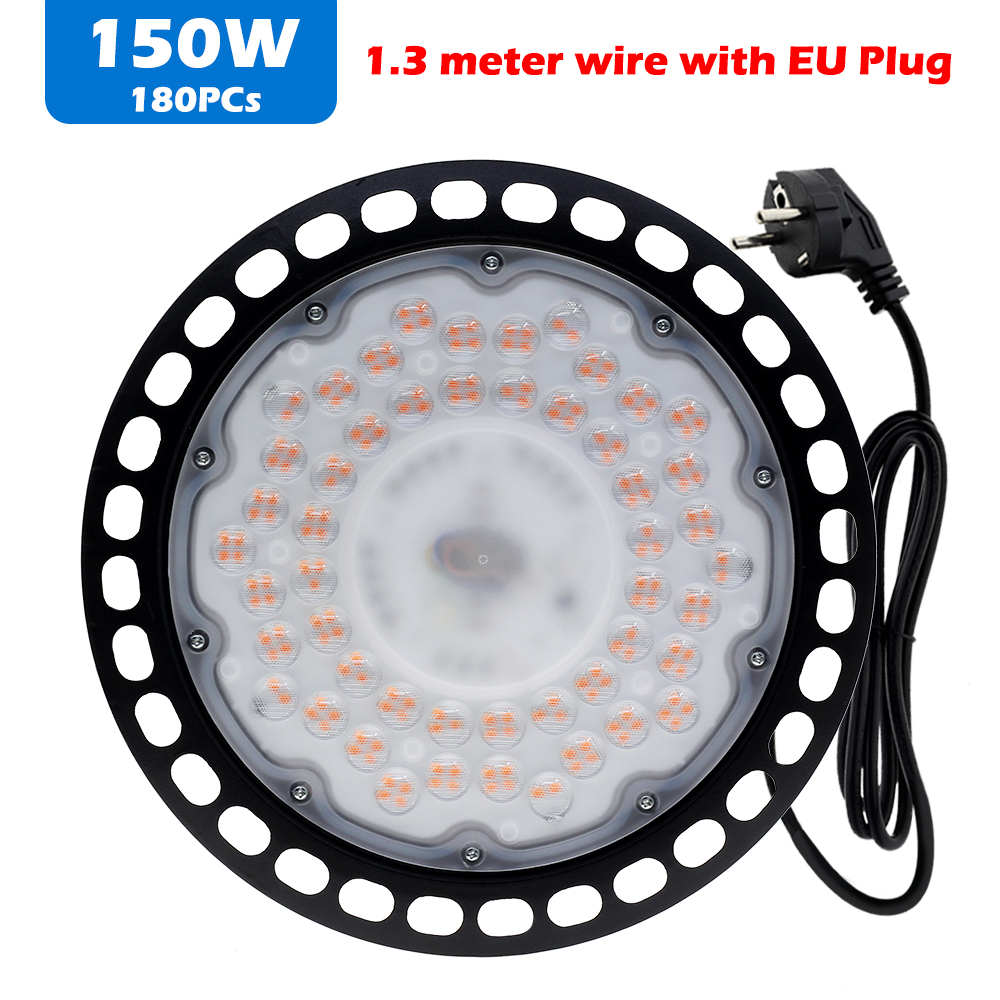 LED Grow Light 100W 150W 200W Full Spectrum UFO Phyto Lamp IP65 Waterproof for Plant Factory Greenhouse Hydroponic Seedling.: 150W with EU plug