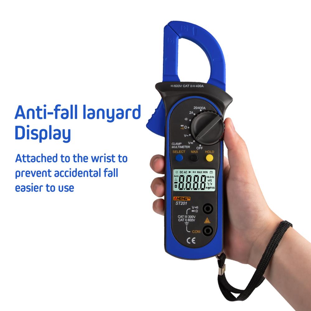 Digital clamp multimeter st -201 true rms lcd multifuction ohm dc ac voltmeter ac ammeter data tester