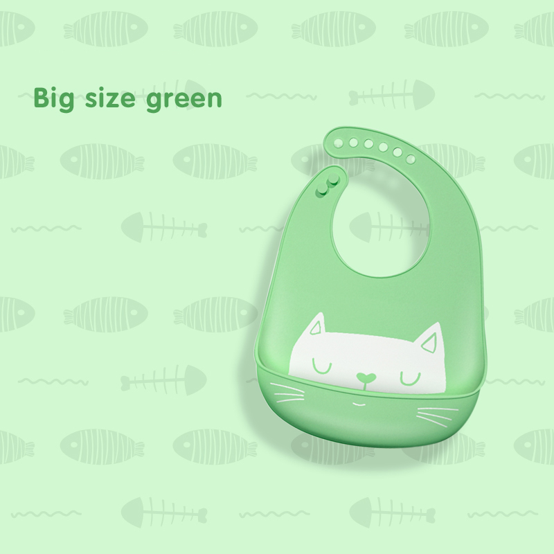 2 stücke Baby Lätzchen Wasserdichte Silikon Baby der lebensmittel tasche Stereo wasserdicht Super weiche lebensmittel tasche freundlicher speichel tasche waschen-freies: Grün Katze