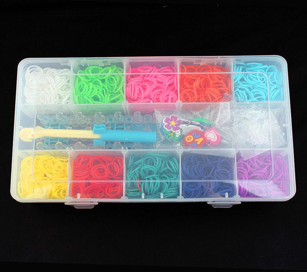 Rubber Rainboow Loom Bands Meisje voor Kinderen Elastische Band voor Weven Vetersluiting Armbanden Speelgoed voor DIY Christmas: 10 color 2000 pcs