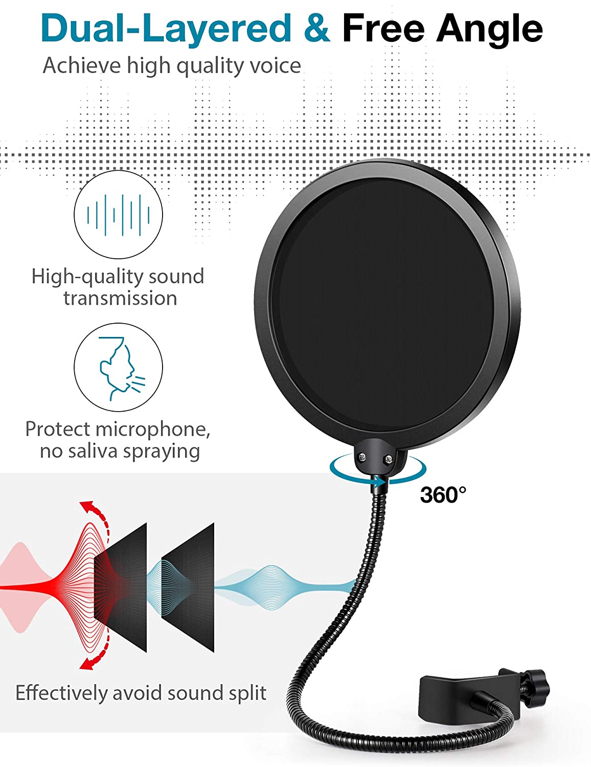 Support de Microphone pour Blue Yeti, bras de ciseaux à flèche de Suspension réglable avec adaptateur de vis de 3/8 à 5/8 pouces, support antichoc