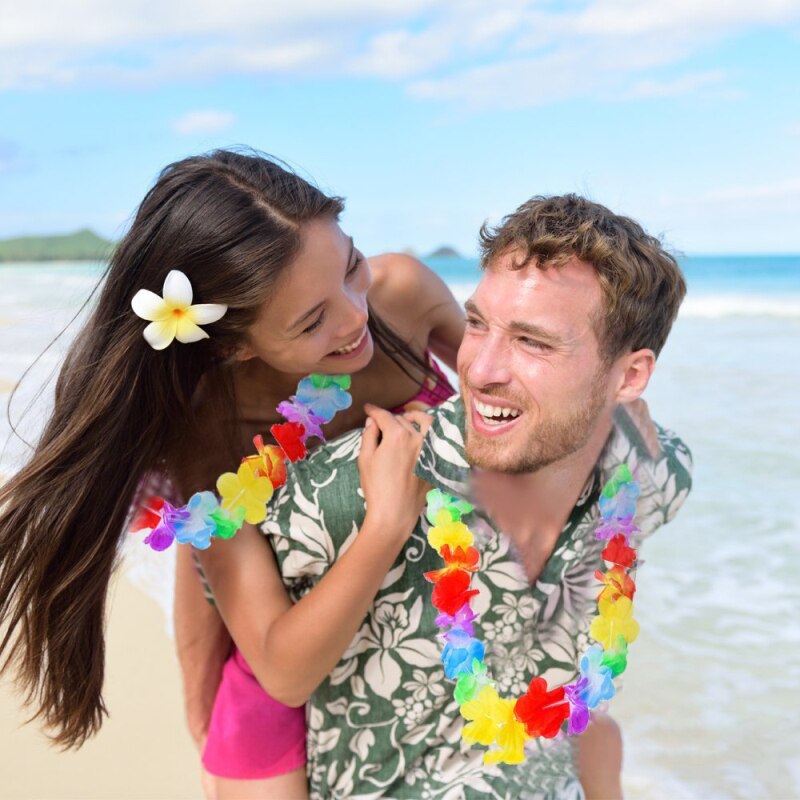 Hawaiiansk festkrans julepynt tropisk stil halskjede kunstig blomsterkrans for bryllupsstrand bursdag