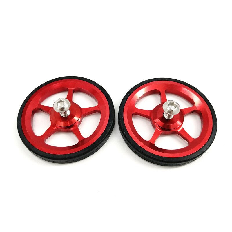 Litepro Easy Wheel Brompton Rear Rack Easywheel Extension Bar Telescopic Rod Folding Bike Accessories: Red -Wheel 1pair