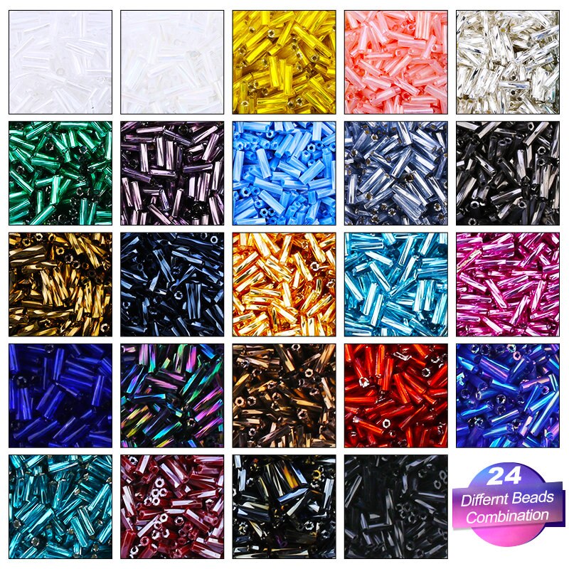 24 farben Glas Rohr perlen Bausätze Schmuck Perlen verdrehte Rohr perlen passen Schmuck Machen DIY Armbinde Halskette Handwerk 10800 teile/schachtel