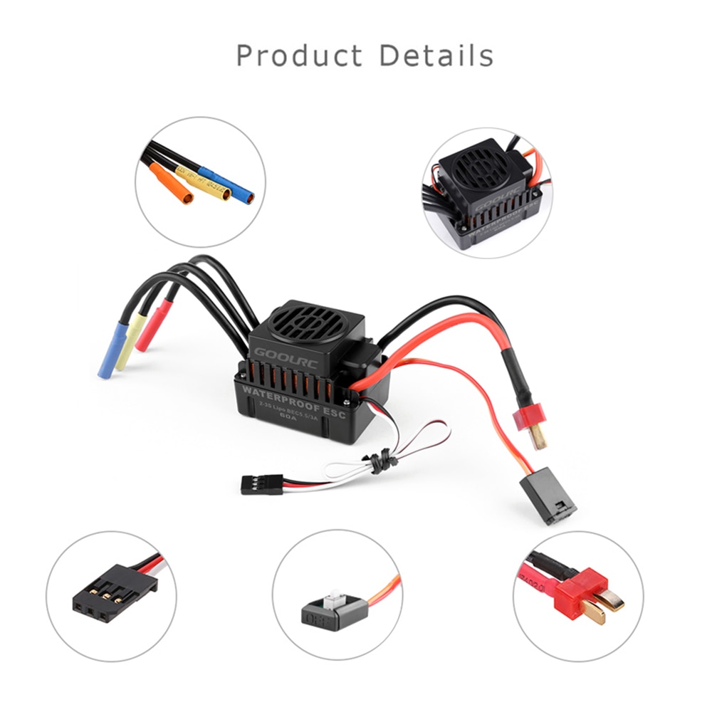 GoolRC Moteur RC Car 1:10 Parts 3650 3660 F540 3500KV 3100KV 3300KV 3800KV 3900KV 4300KV 4370KV Brushless Motor 45A 60A ESC
