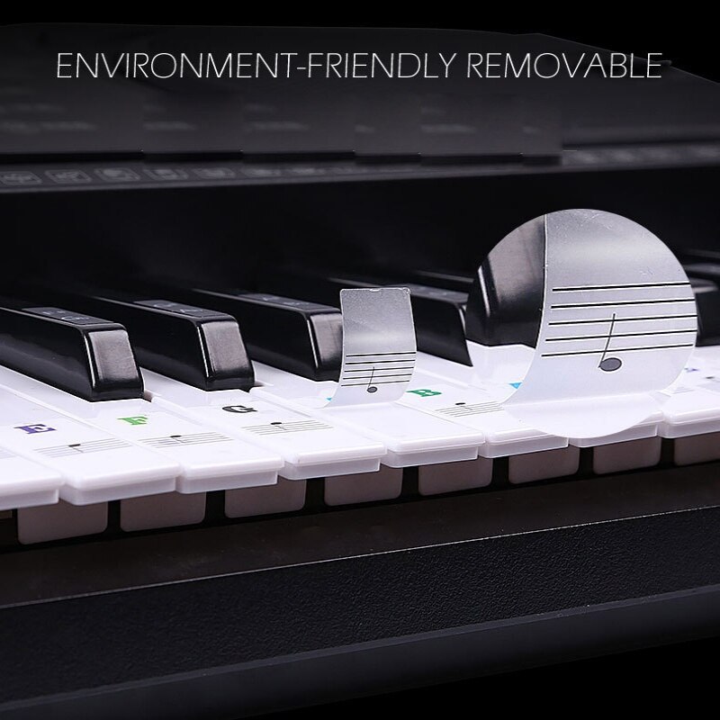 49/54/61/88 color Transparent Piano Keyboard Stickers Electronic Keyboard Key Piano Stave Note Sticker Symbol for White Keys